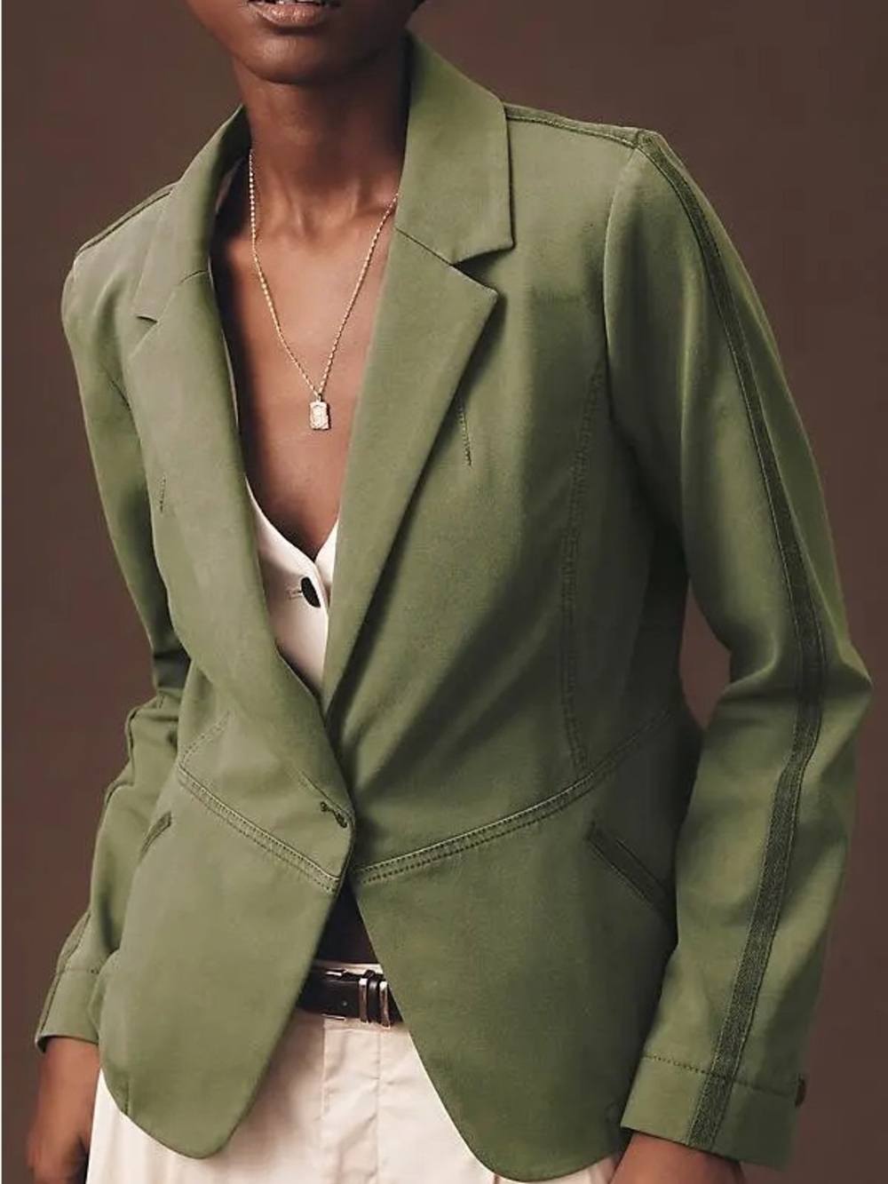 Anthropologie Marrakech Moss Green Knit Blazer